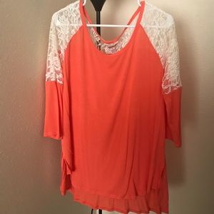 Coral top w/ Lace arms